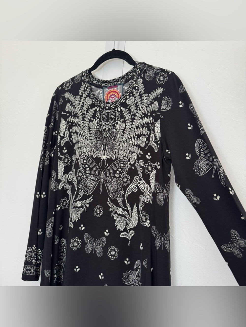 Johnny Was The Janie Favorite A-Line Dress Farfalla Joan Black Butterfly Floral - Picture 7 of 15